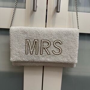 MRS White Beaded Clutch